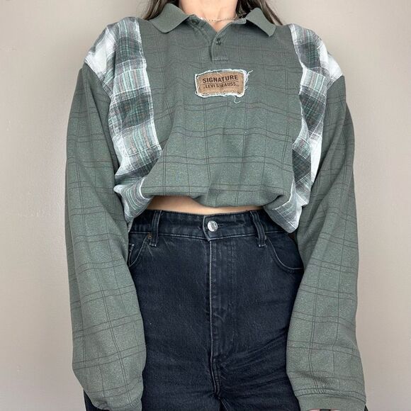 Levi’s Reworked Green Baggy Relaxed Fit Country Fall Oversized Sweater Shirt - Picture 2 of 3